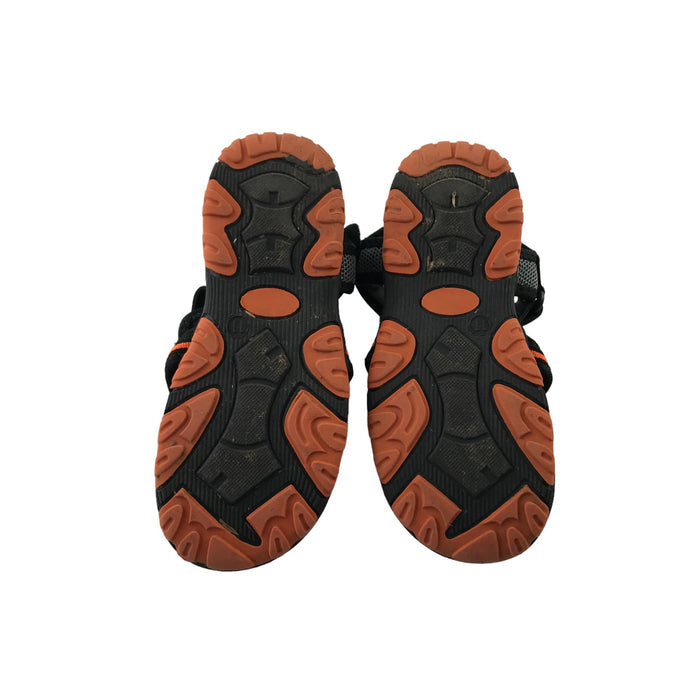 Nutmeg size UK 11 (jr) black orange walking sandals