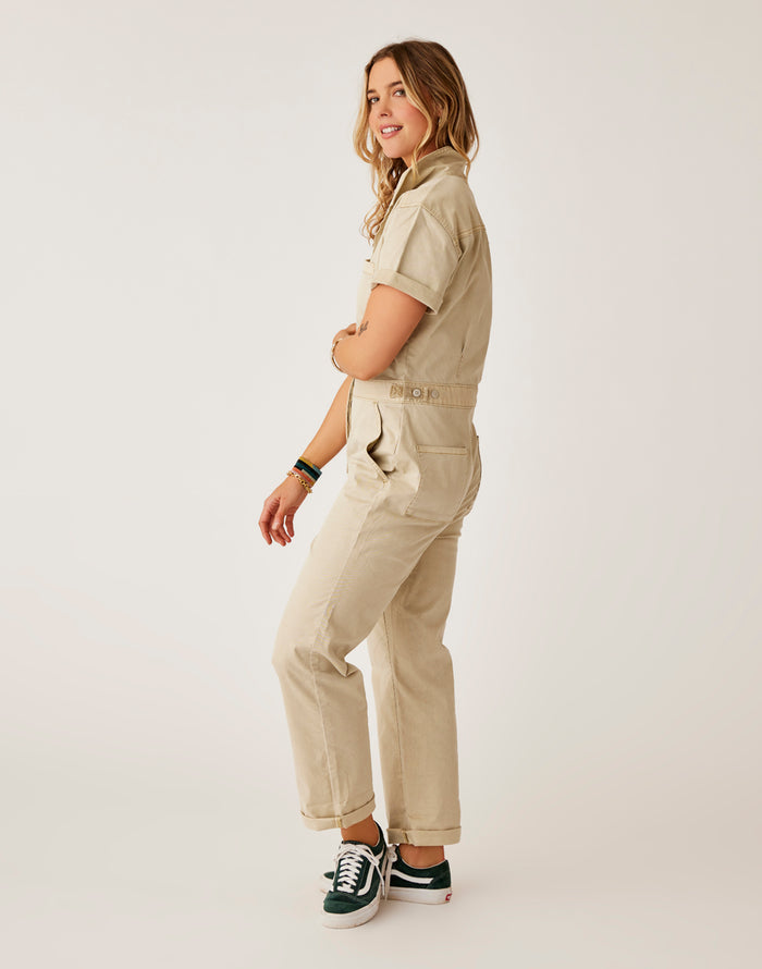 Nyla Twill Jumpsuit: Lt. Khaki Sunkissed - FINAL SALE