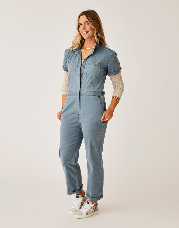 Nyla Twill Jumpsuit: Slate Sunkissed - FINAL SALE