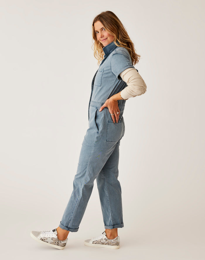 Nyla Twill Jumpsuit: Slate Sunkissed - FINAL SALE