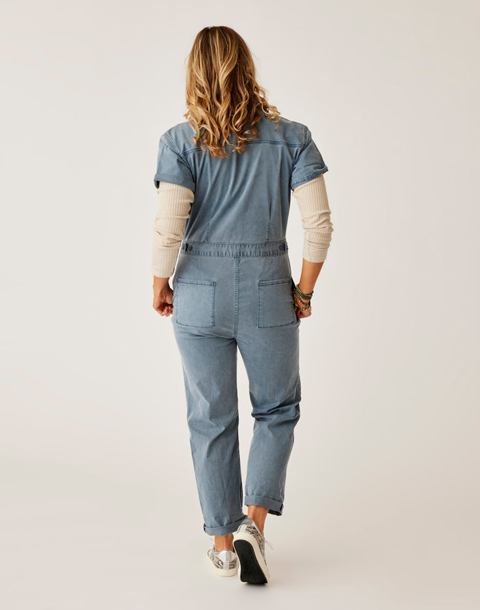 Nyla Twill Jumpsuit: Slate Sunkissed - FINAL SALE