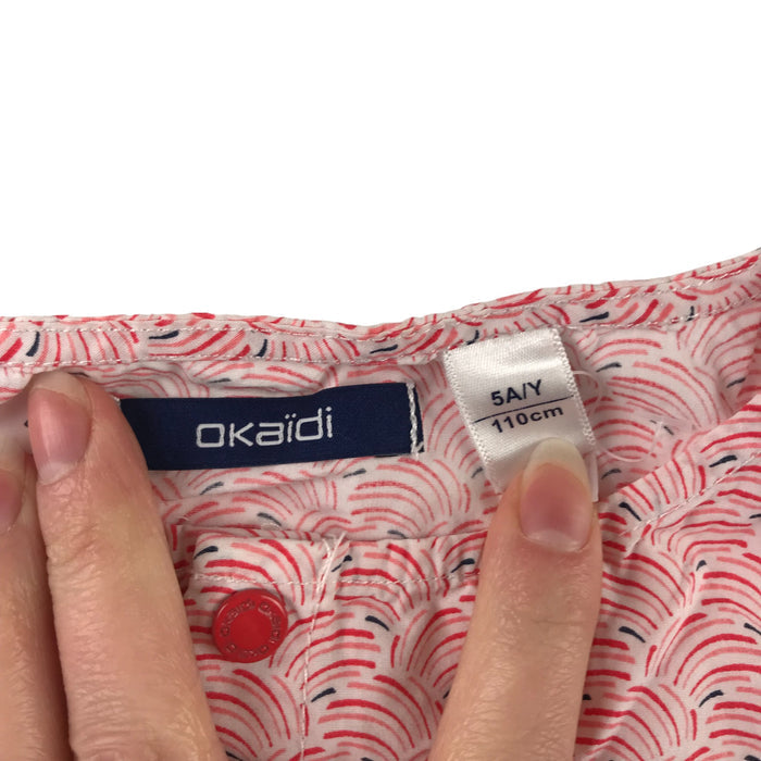 Okaidi 4-5 years red and navy graphic playsuit
