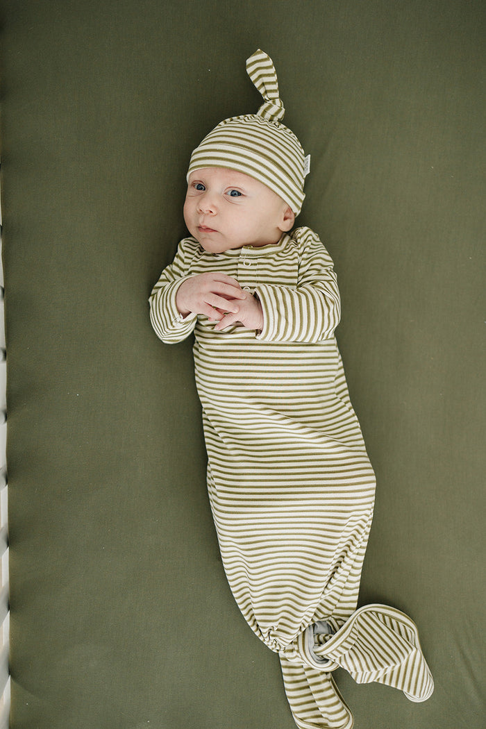 Olive Stripe Knot Gown