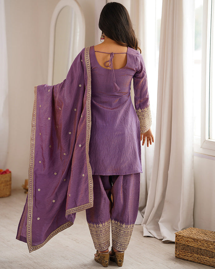 ONION PINK COLOR NC VICHITRA SILK FARSHI SALWAR SUIT