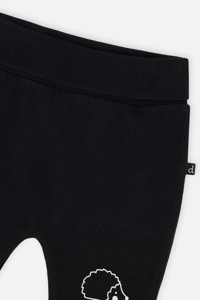Evolutive pants, black and brown with hedgehog details, view 4