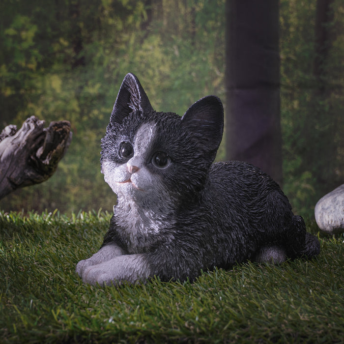 Pacific Giftware - Black & White Cat Laying Down Figurine 14880