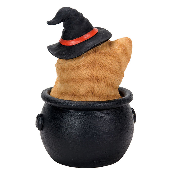 Pacific Giftware Halloween Kitten Orange Tabby Cat in Cauldron Figurine 13803