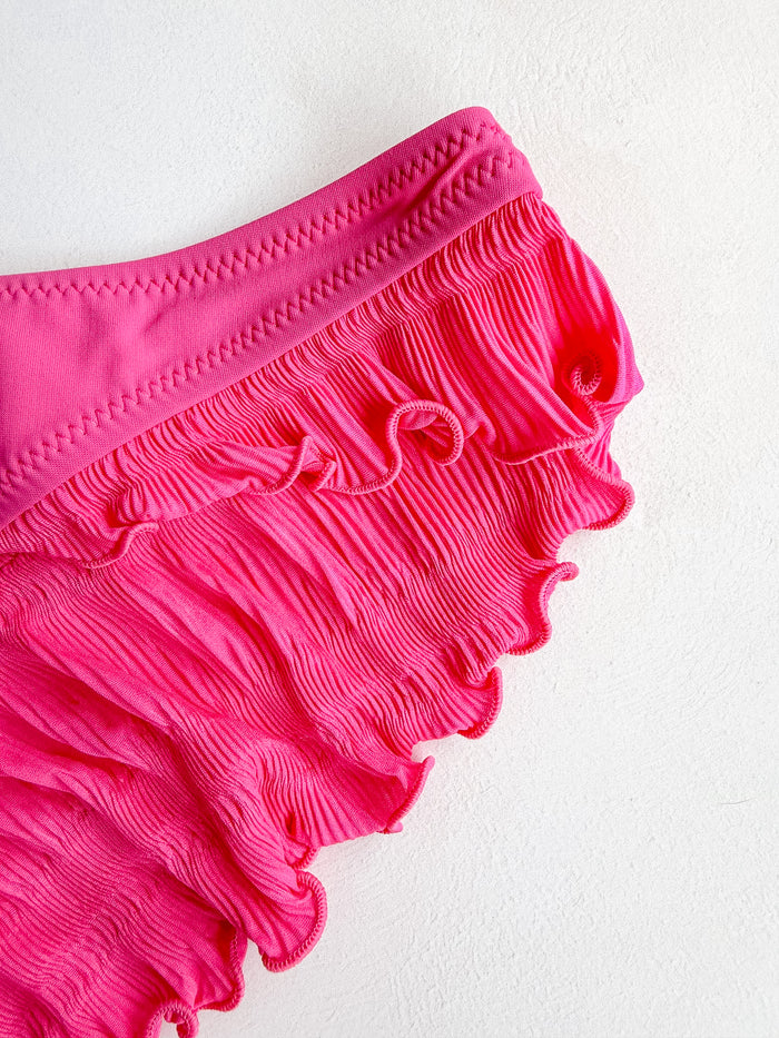 Pain De Sucre Hot Pink Ruffle Cheeky Bikini Bottom in Alala