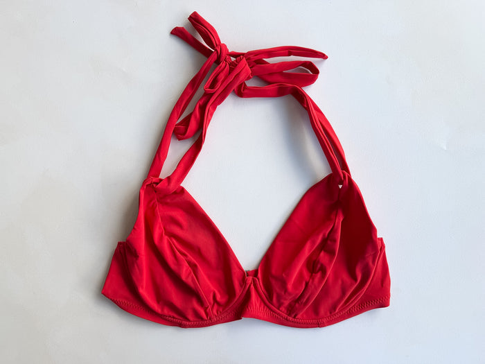 Pain De Sucre Red Double Strap Bra Cup Bikini Top in Iquito