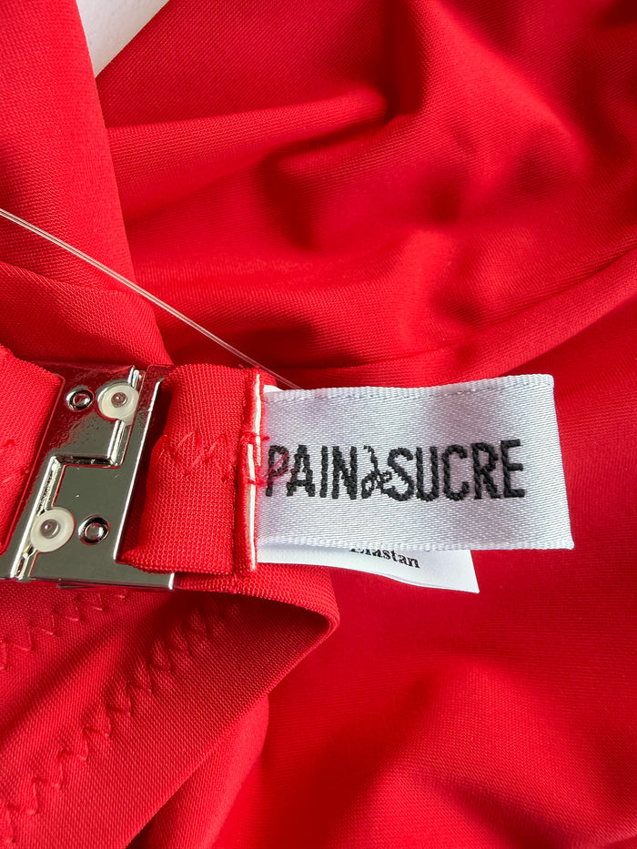 Pain De Sucre Red Double Strap Bra Cup Bikini Top in Iquito