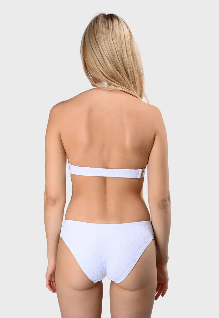 Pain De Sucre White Floral Woven Bikini Top in MITA - House Of Huntington