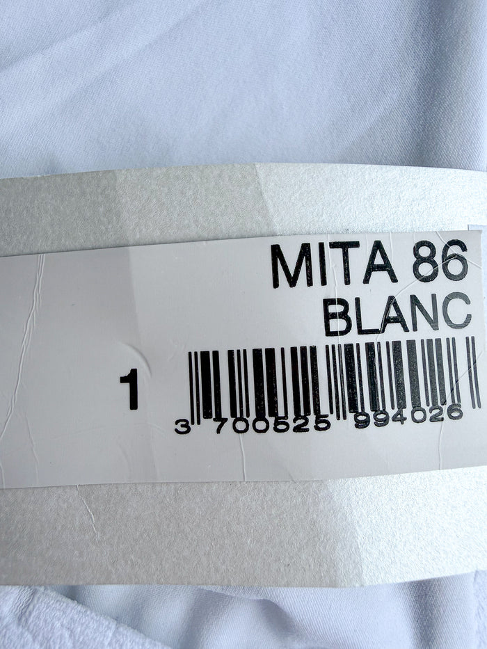 Pain De Sucre White Floral Woven Bikini Top in Mita