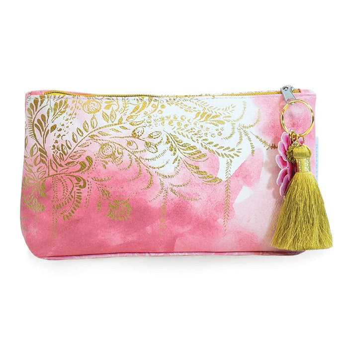 Papaya - Blush Watercolor Pink Small Tassel Pouch Clutch Purse Boho Bag APS0064