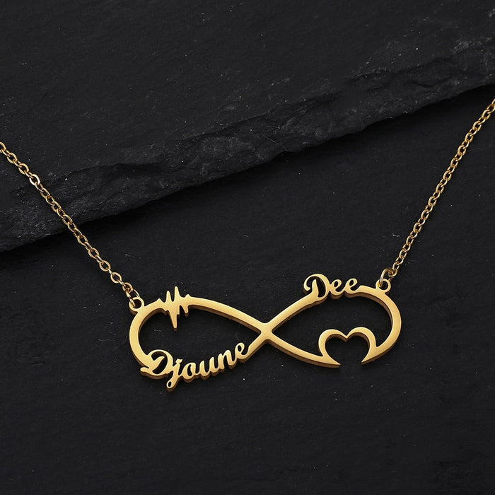 Personalized half infinity style with butterfly charm Name Necklace - NATASHAHS