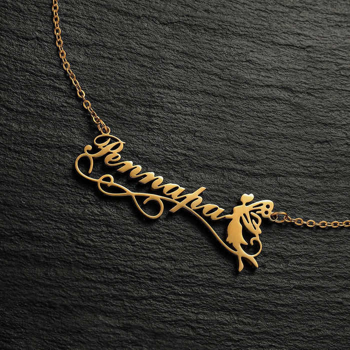 Personalized half infinity style with butterfly charm Name Necklace - NATASHAHS