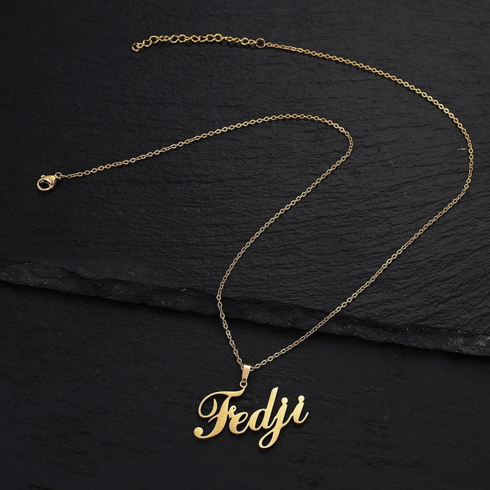 Personalized Name Necklace in Italics font For Women Men Gold Silver Chain Lovers - NATASHAHS