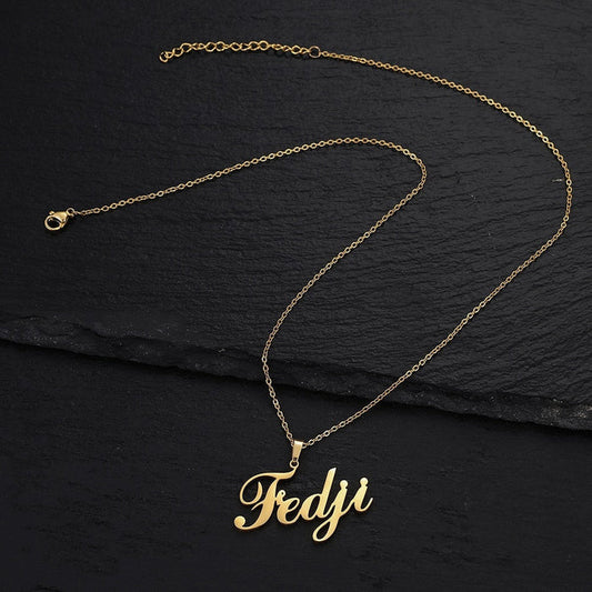 Personalized Name Necklace in Italics font For Women Men Gold Silver Chain Lovers - NATASHAHS