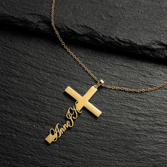 Personalized Name Necklaces in a Cross For Women Men Gold Silver Chain Lovers - NATASHAHS