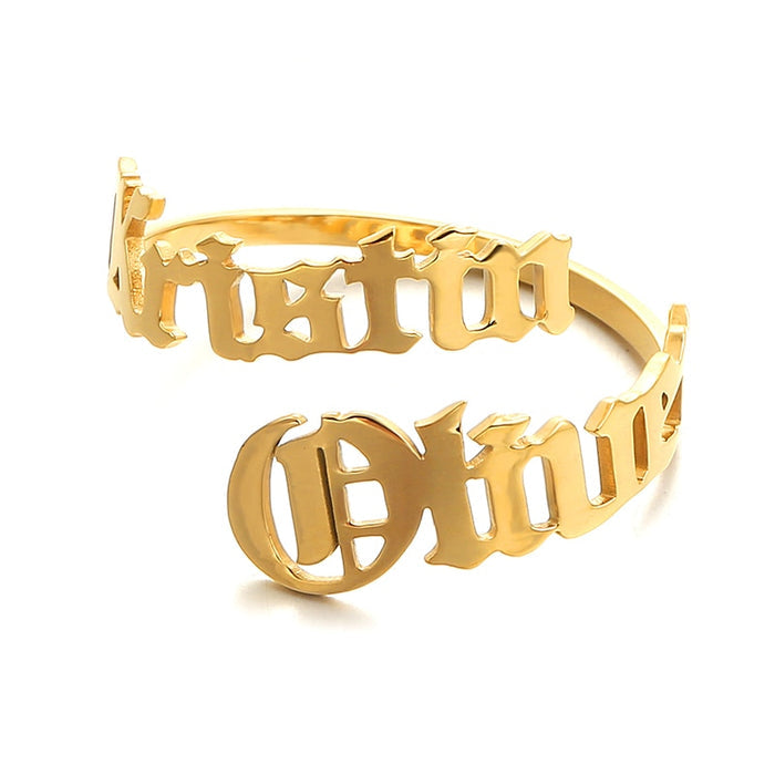 Personalized Name Rings Custom 17 Font Letter Adjustable Ring - NATASHAHS