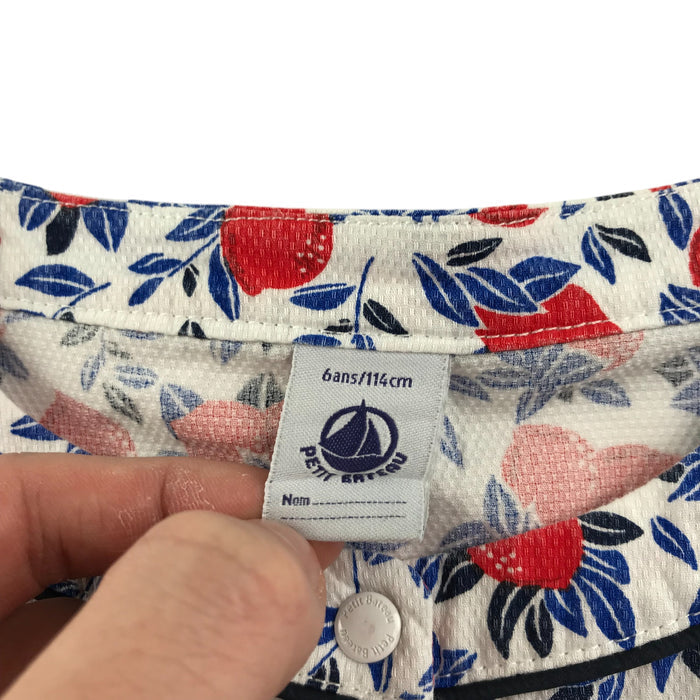 Petit Bateau 5-6 years white with red floral blouse