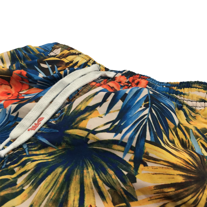 Platypus 10-11 years yellow blue floral swim trunks