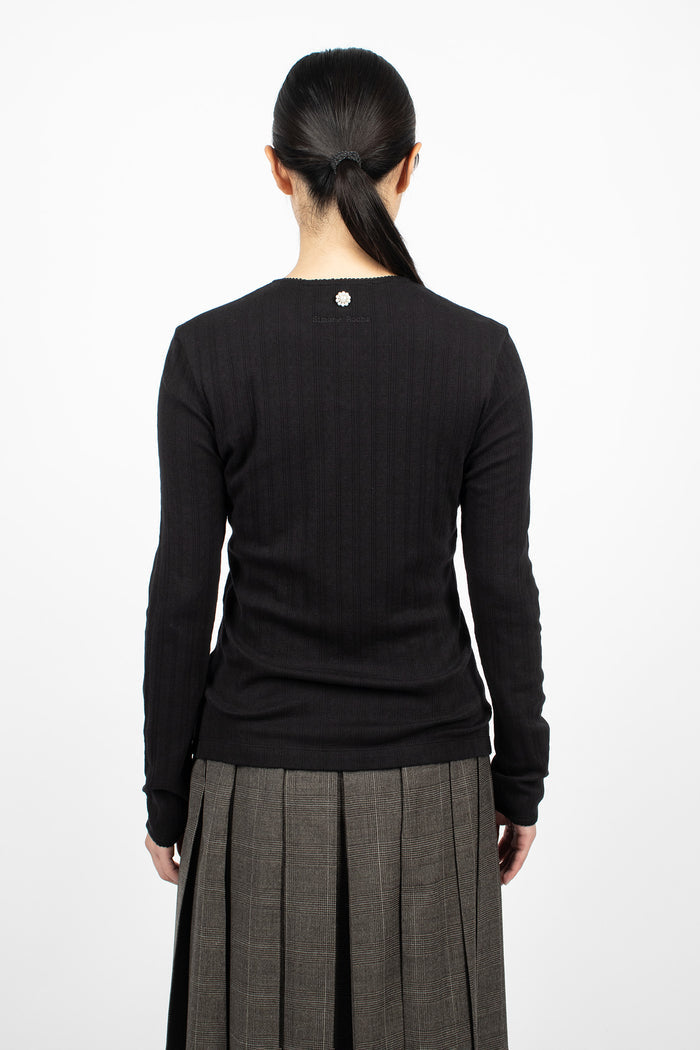Pointelle Cardigan Black/Pearl