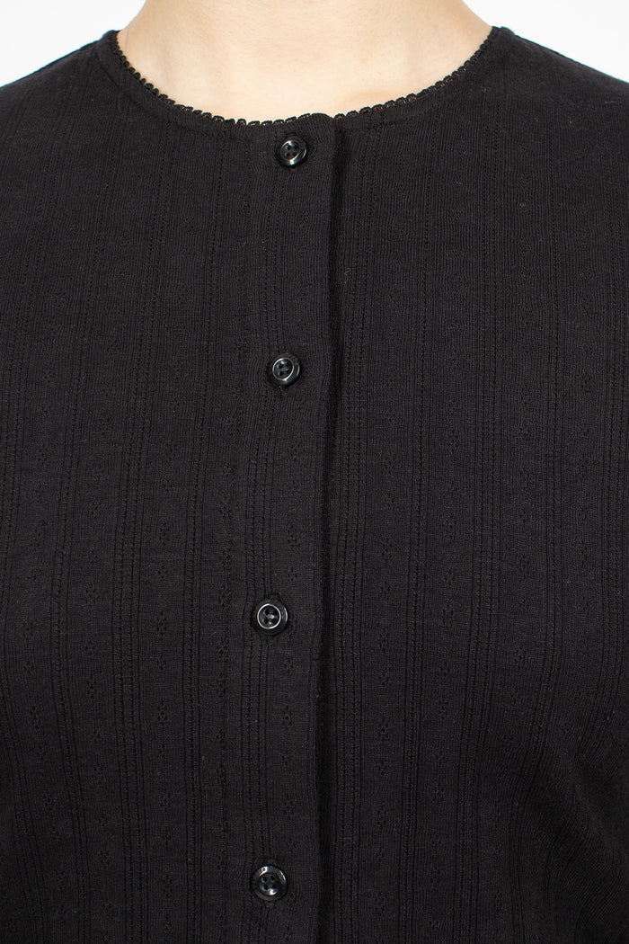 Pointelle Cardigan Black/Pearl