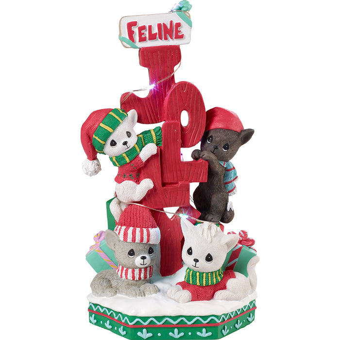 Precious Moments - Feline Jolly LED Musical Cat Figurine 201109
