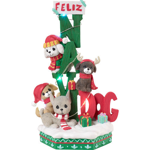Precious Moments - Feliz Navi-dog LED Musical Christmas Holiday Dogs Figurine 201108