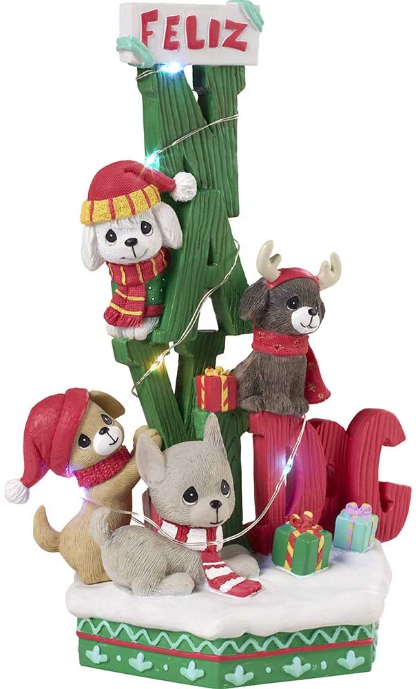Precious Moments - Feliz Navi-dog LED Musical Christmas Holiday Dogs Figurine 201108