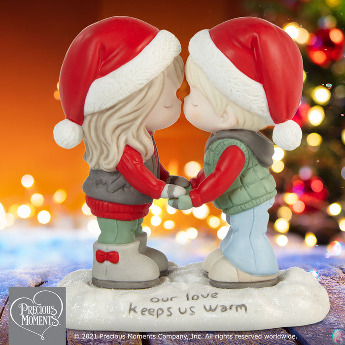 Precious Moments - Our Love Keeps Us Warm Christmas Couple Porcelain Figurine 211035