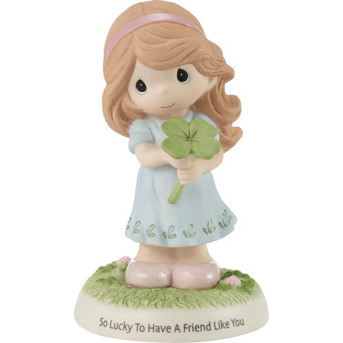 Precious Moments - So Lucky To Have A Friend Like You Irish Shamrock Clover Porcelain Figurine 213007