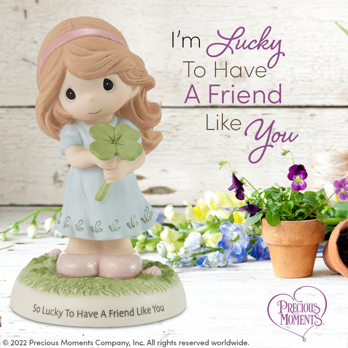 Precious Moments - So Lucky To Have A Friend Like You Irish Shamrock Clover Porcelain Figurine 213007