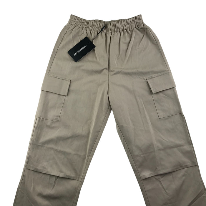 Pretty Little Thing womens UK 8 beige cargo trouser