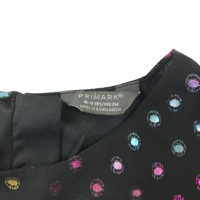 Primark 10-11 years black multi-colour spotted peplum blouse