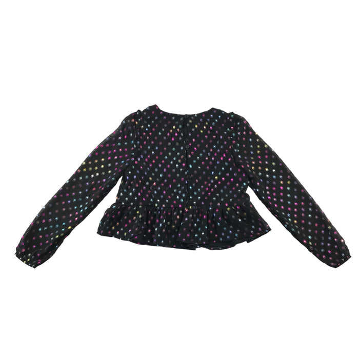 Primark 10-11 years black multi-colour spotted peplum blouse