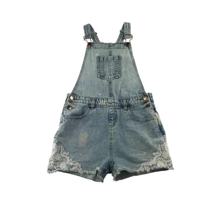 Primark 10-11 years blue washed denim dungaree shorts
