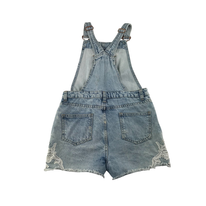 Primark 10-11 years blue washed denim dungaree shorts