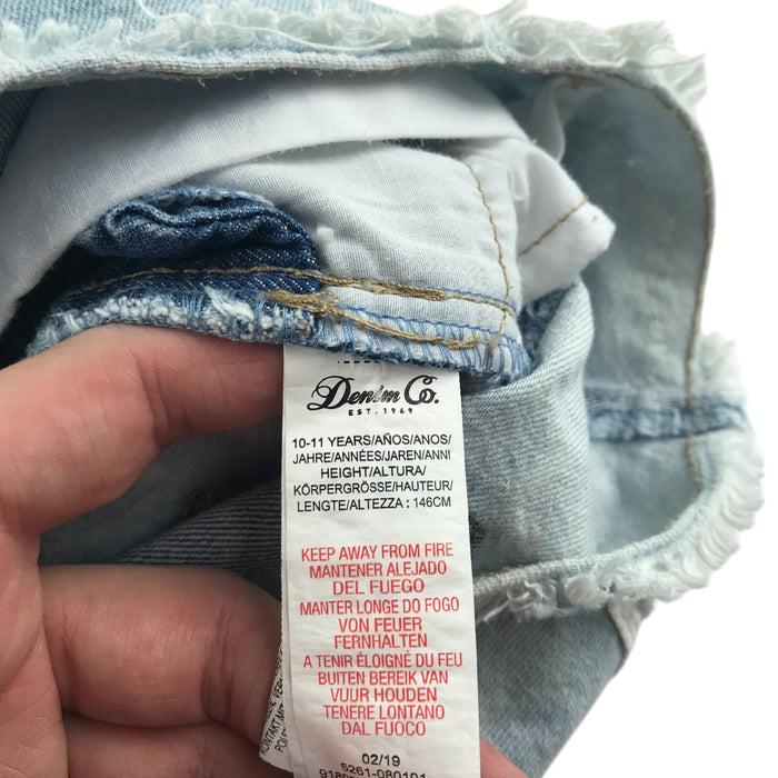 Primark 10-11 years blue washed denim dungaree shorts