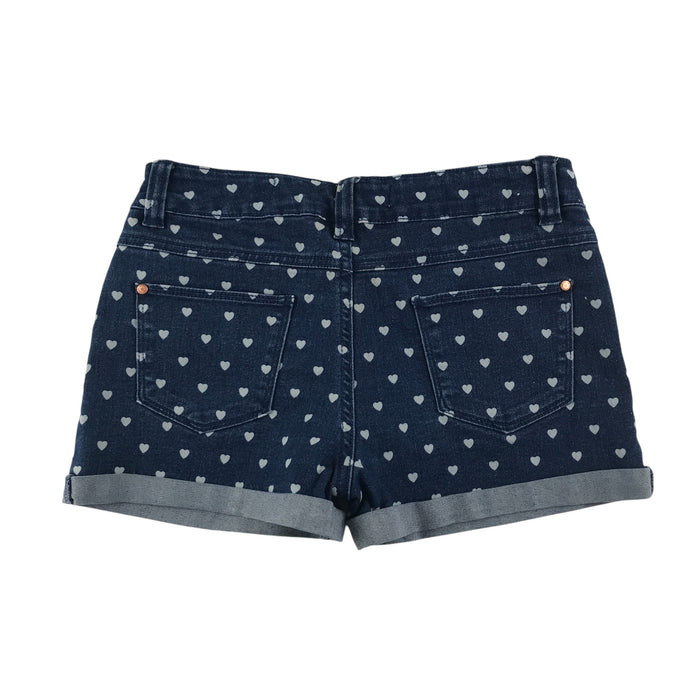 Primark 11-12 years navy denim with love hearts shorts