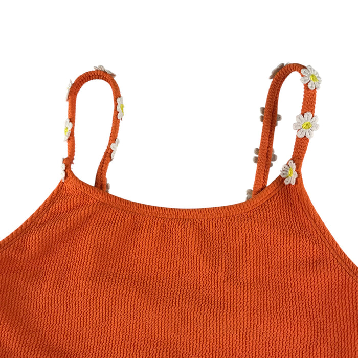 Primark 11-12 years orange daisy 2-piece set swimsuit