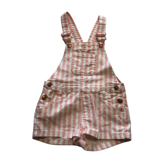 Primark 6-7 years white stripy shorts dungaree