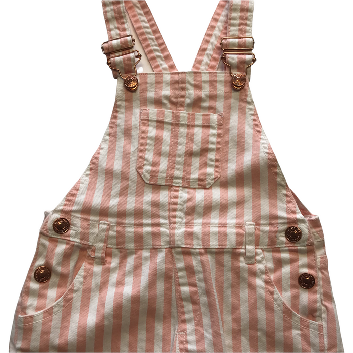 Primark 6-7 years white stripy shorts dungaree