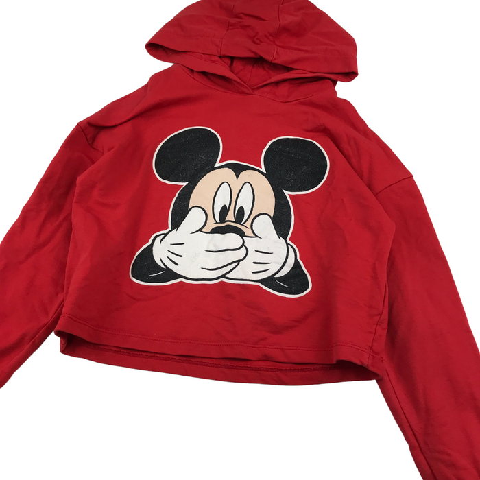 Primark 9 years red mikey mouse print cropped hoodie