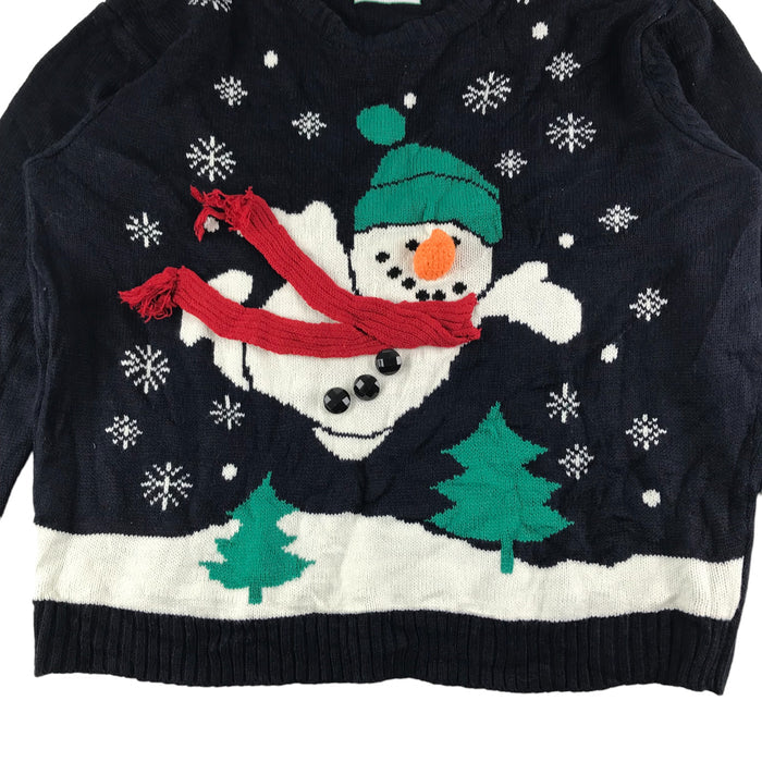 Primark adult L navy festive flying snowman jumper