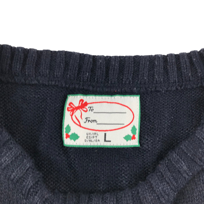 Primark adult L navy festive flying snowman jumper