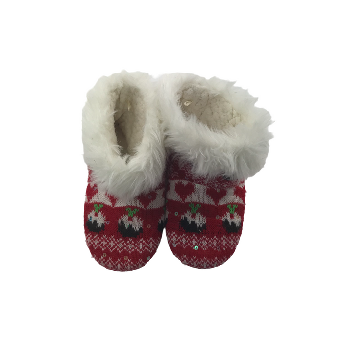 Primark size UK 13 (jr) red Christmas slippers