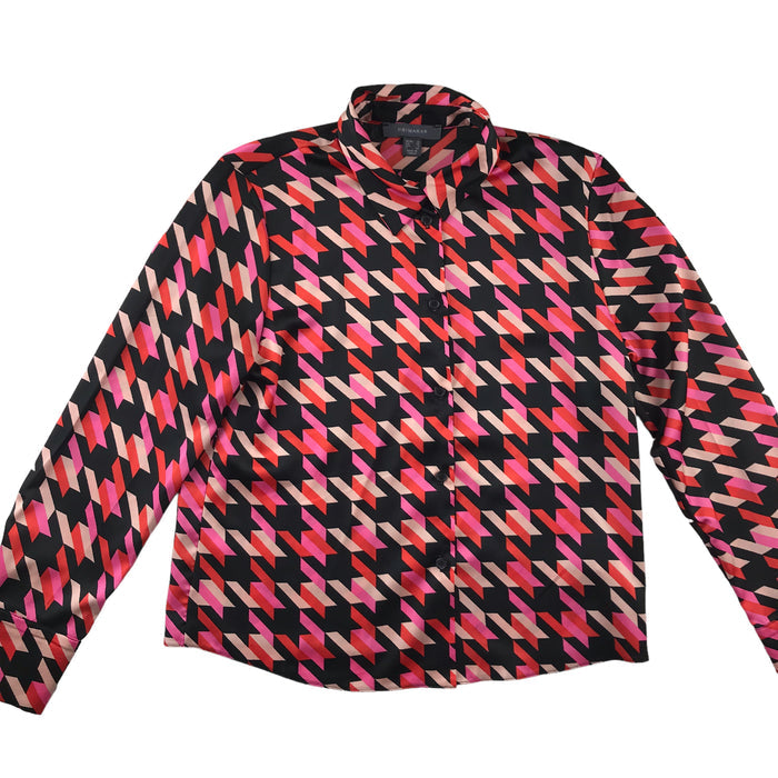 Primark womens S pink red and black graphic blouse