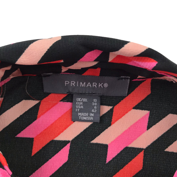 Primark womens S pink red and black graphic blouse