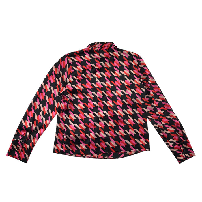 Primark womens S pink red and black graphic blouse